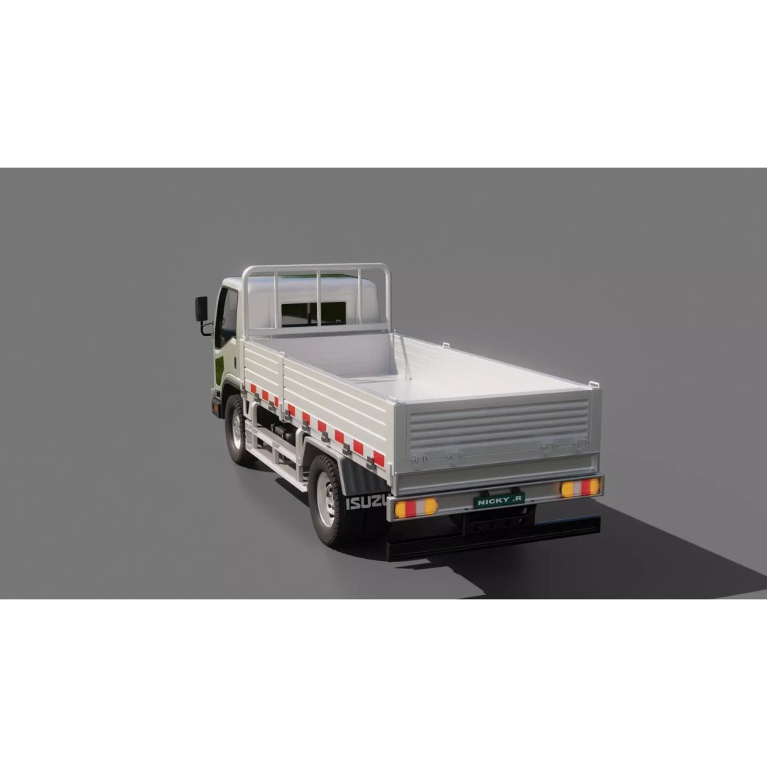 Isuzu Elf Flatbed Truck 3D Model – Rigged Vehicle for Animation, Blender, FBX - View 11