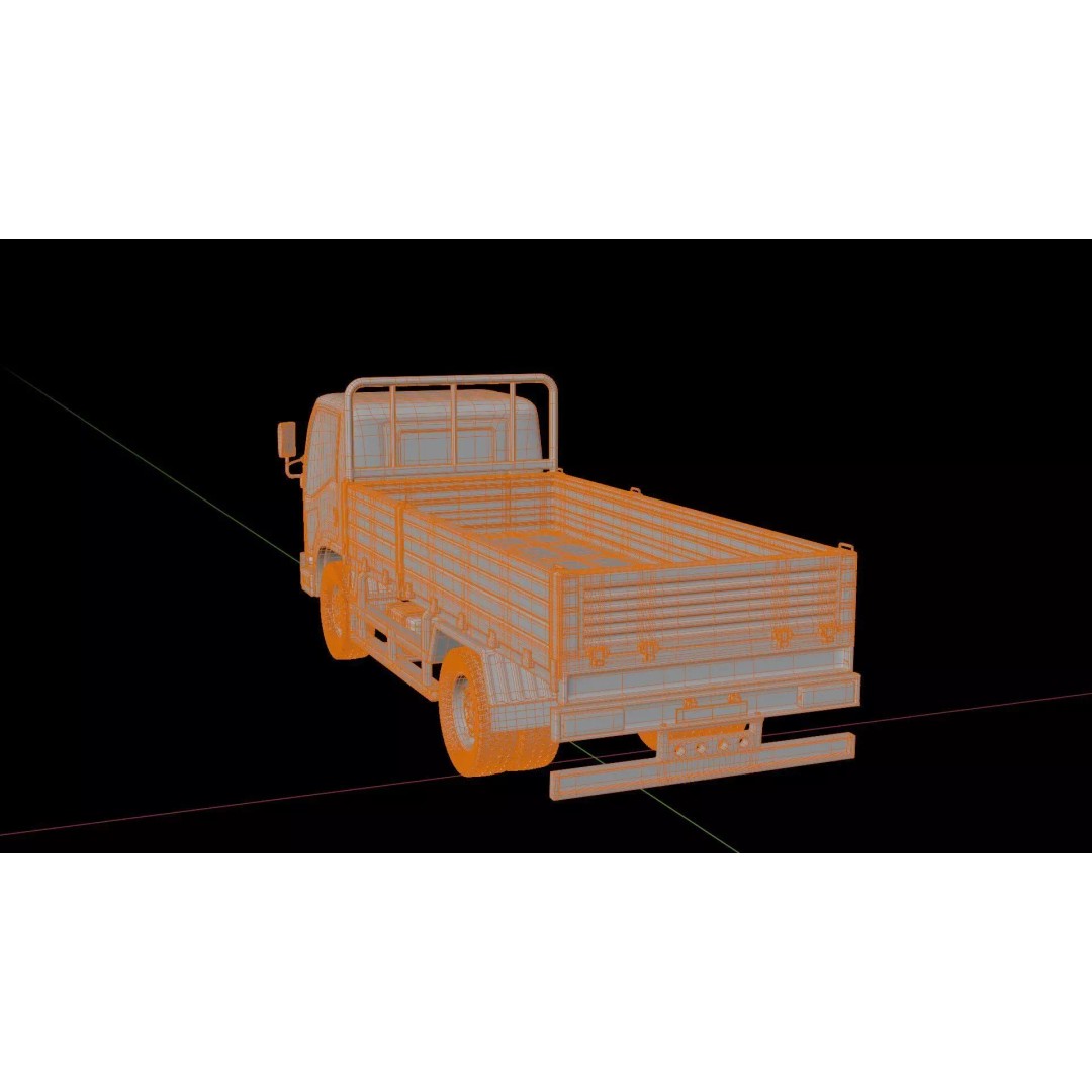 Isuzu Elf Flatbed Truck 3D Model – Rigged Vehicle for Animation, Blender, FBX - View 17