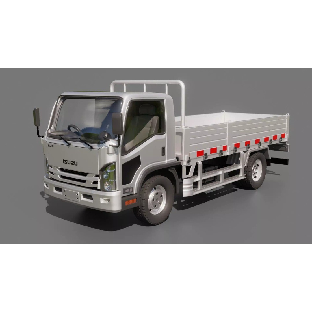 Isuzu Elf Flatbed Truck 3D Model – Rigged Vehicle for Animation, Blender, FBX - View 2