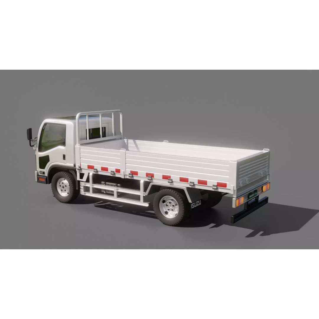 Isuzu Elf Flatbed Truck 3D Model – Rigged Vehicle for Animation, Blender, FBX - View 23