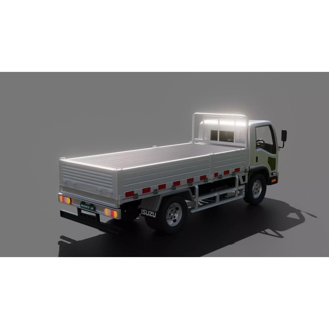 Isuzu Elf Flatbed Truck 3D Model – Rigged Vehicle for Animation, Blender, FBX - View 25