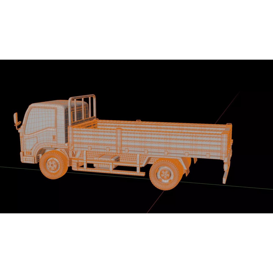 Isuzu Elf Flatbed Truck 3D Model – Rigged Vehicle for Animation, Blender, FBX - View 27