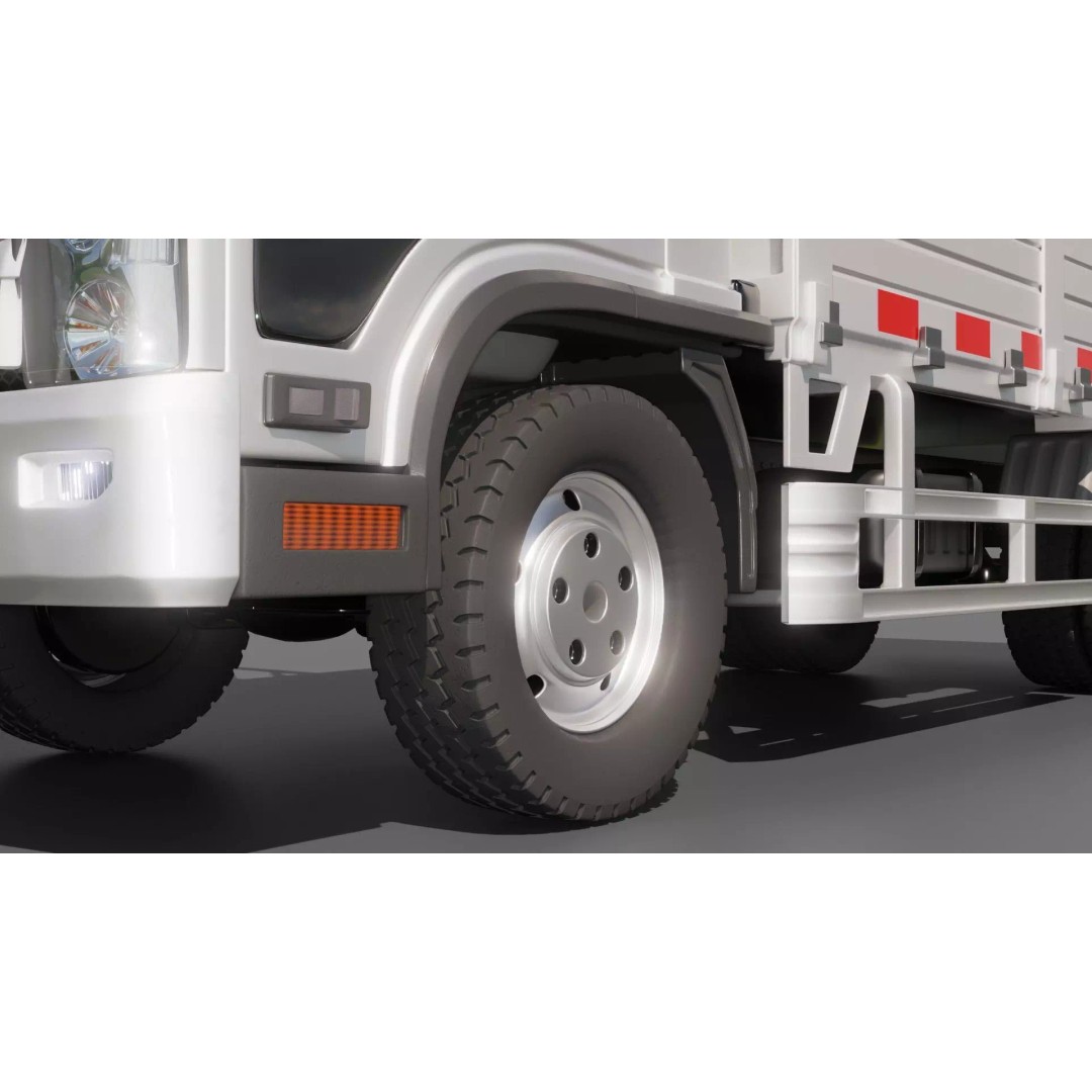 Isuzu Elf Flatbed Truck 3D Model – Rigged Vehicle for Animation, Blender, FBX - View 28