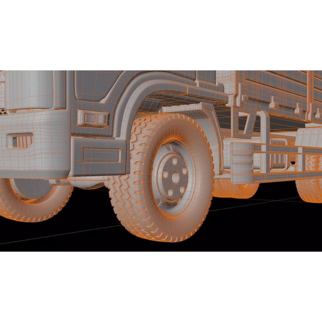 Isuzu Elf Flatbed Truck 3D Model – Rigged Vehicle for Animation, Blender, FBX - View 30