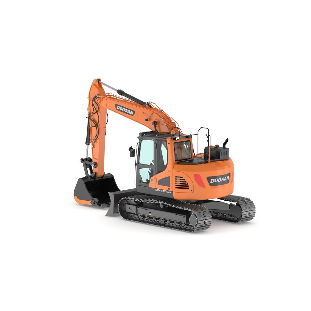 Doosan DX140LCR-5 Excavator 3D Model – High Poly Game-Ready Asset, FBX, OBJ - View 15