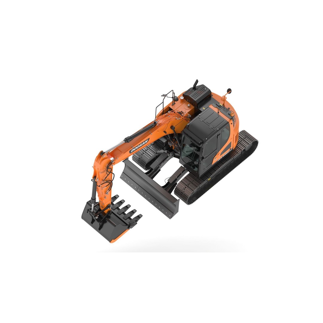 Doosan DX140LCR-5 Excavator 3D Model – High Poly Game-Ready Asset, FBX, OBJ - View 18