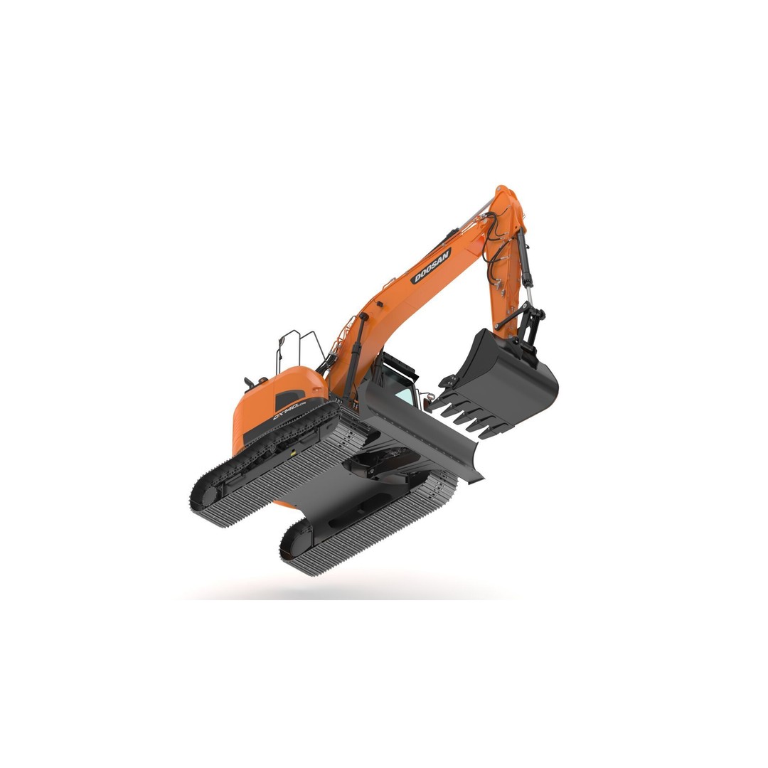 Doosan DX140LCR-5 Excavator 3D Model – High Poly Game-Ready Asset, FBX, OBJ - View 20
