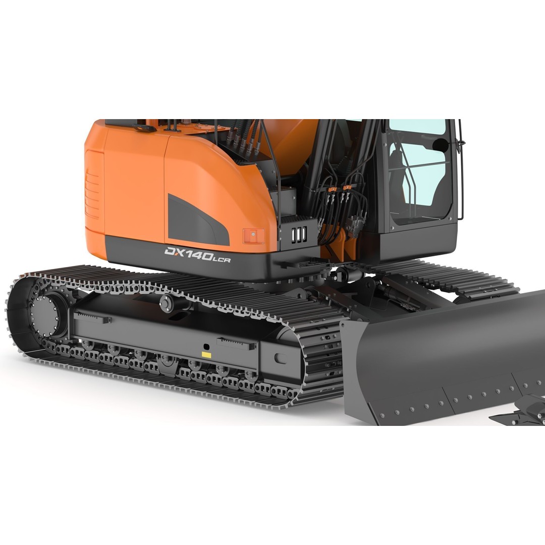 Doosan DX140LCR-5 Excavator 3D Model – High Poly Game-Ready Asset, FBX, OBJ - View 26