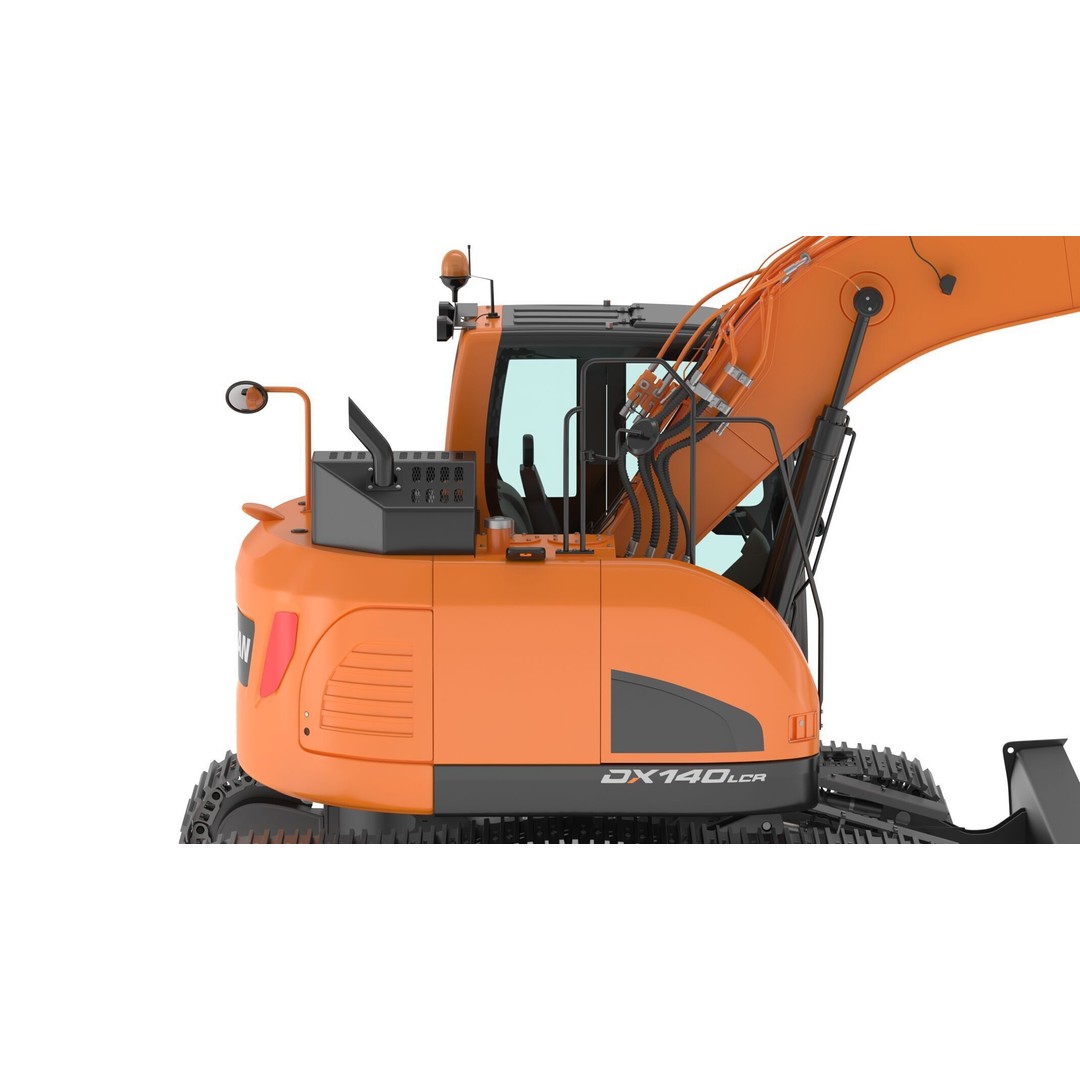 Doosan DX140LCR-5 Excavator 3D Model – High Poly Game-Ready Asset, FBX, OBJ - View 28