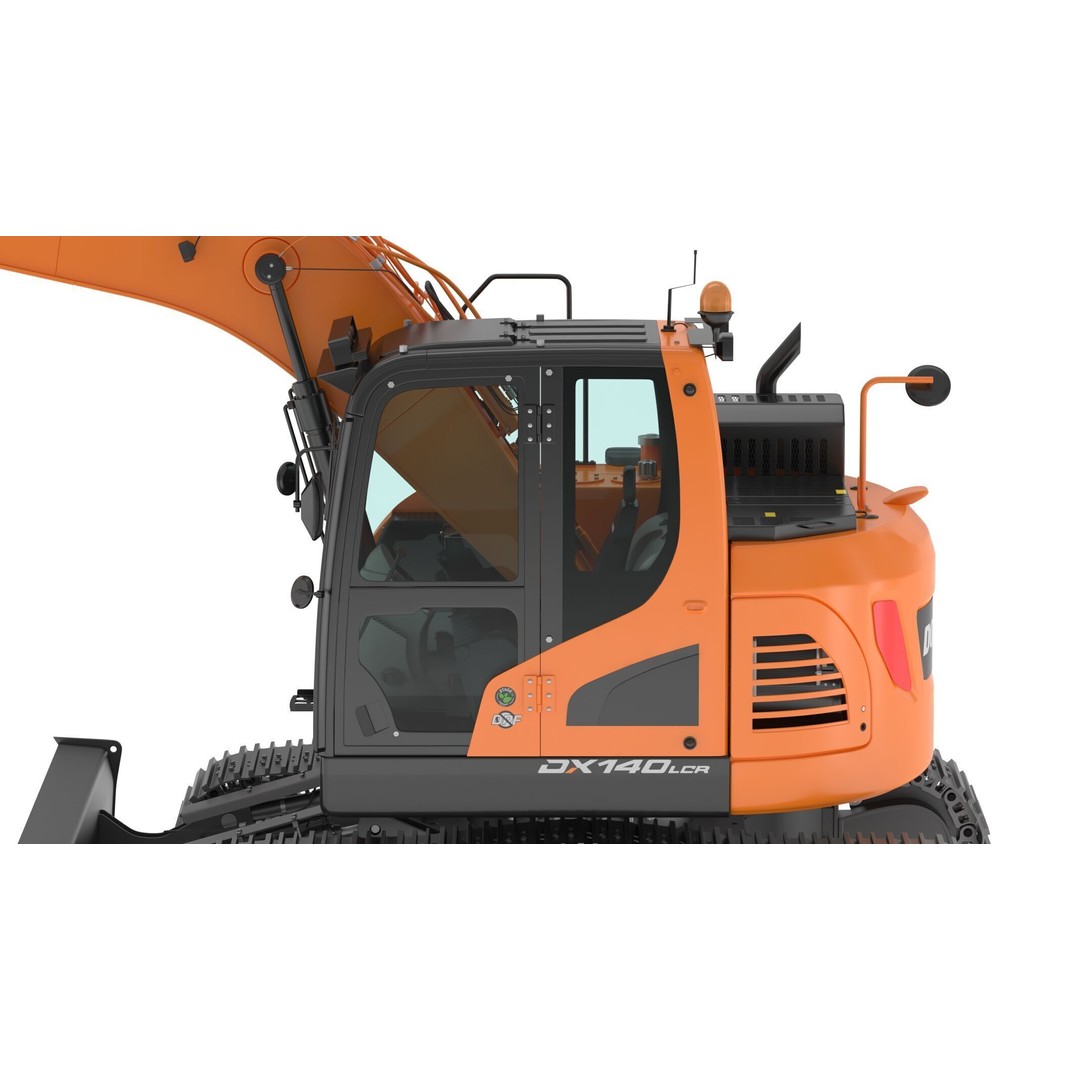 Doosan DX140LCR-5 Excavator 3D Model – High Poly Game-Ready Asset, FBX, OBJ - View 36