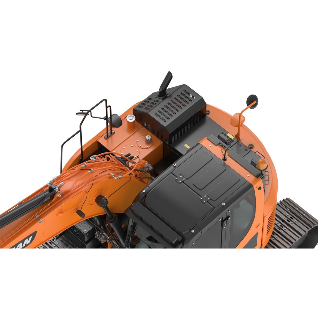 Doosan DX140LCR-5 Excavator 3D Model – High Poly Game-Ready Asset, FBX, OBJ - View 38