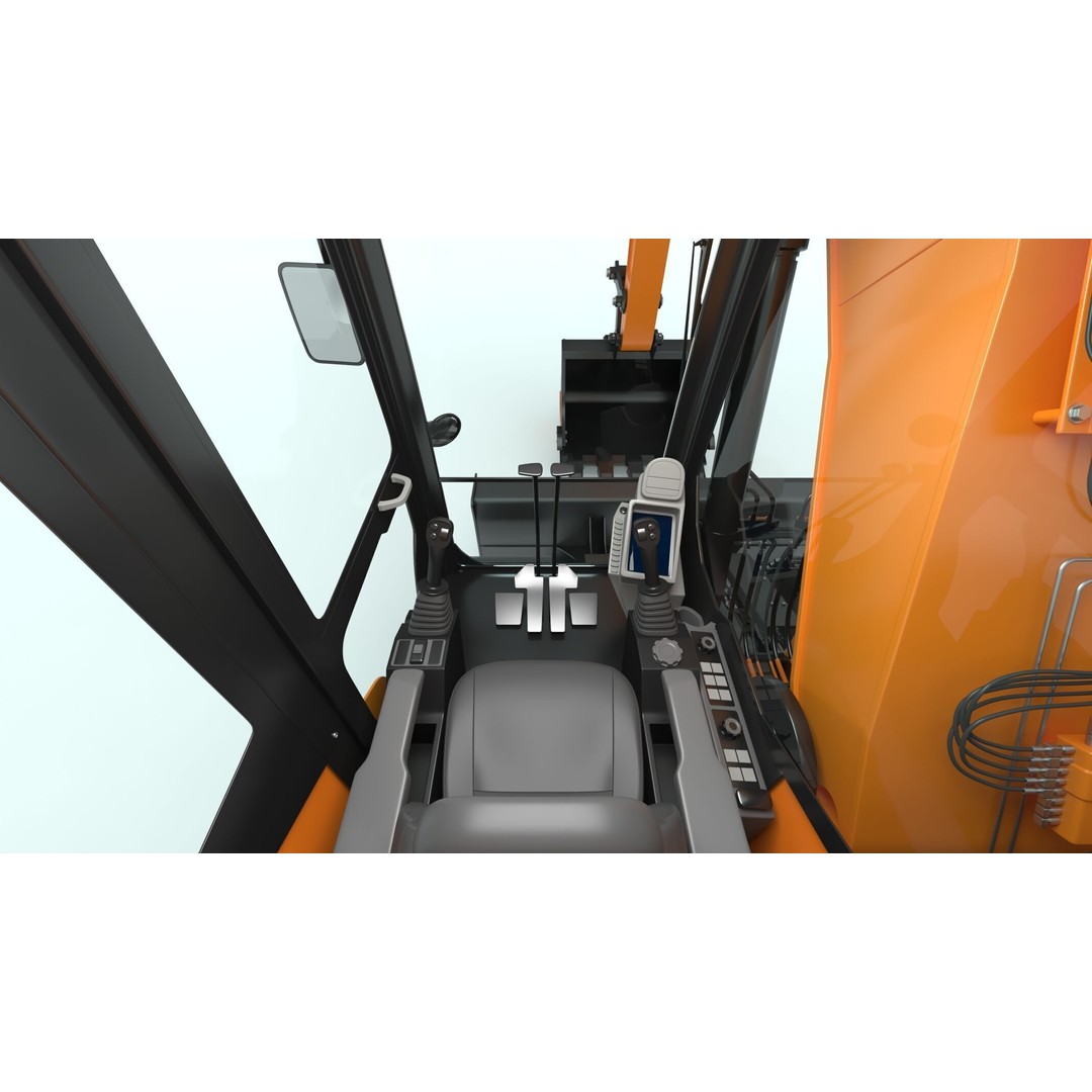 Doosan DX140LCR-5 Excavator 3D Model – High Poly Game-Ready Asset, FBX, OBJ - View 45
