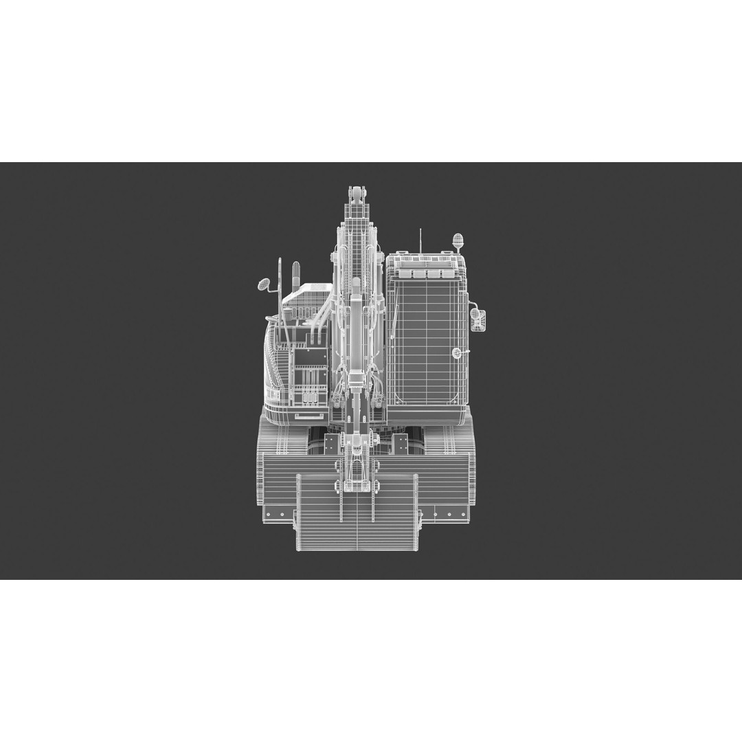 Doosan DX140LCR-5 Excavator 3D Model – High Poly Game-Ready Asset, FBX, OBJ - View 49
