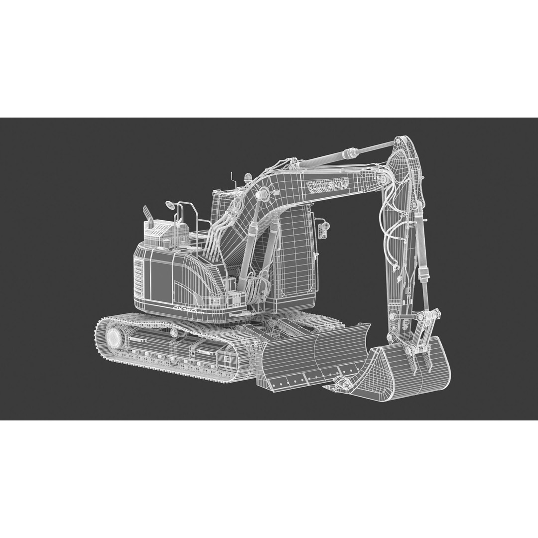 Doosan DX140LCR-5 Excavator 3D Model – High Poly Game-Ready Asset, FBX, OBJ - View 51