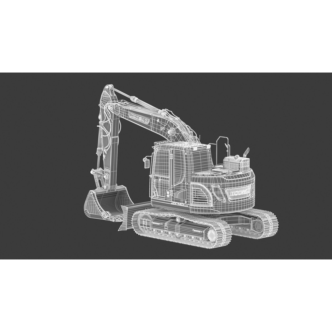 Doosan DX140LCR-5 Excavator 3D Model – High Poly Game-Ready Asset, FBX, OBJ - View 59