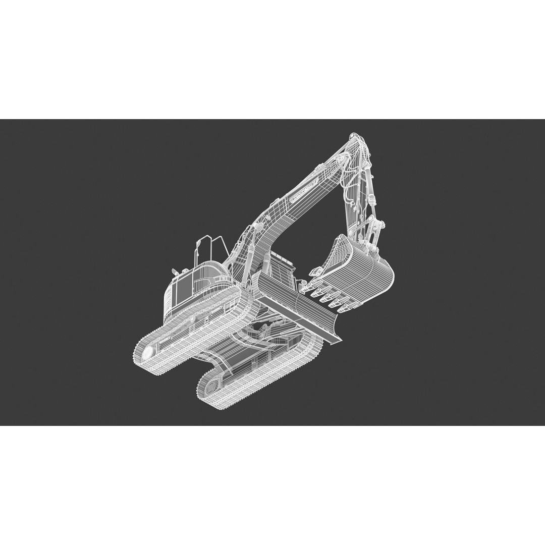 Doosan DX140LCR-5 Excavator 3D Model – High Poly Game-Ready Asset, FBX, OBJ - View 64