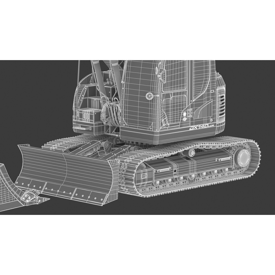 Doosan DX140LCR-5 Excavator 3D Model – High Poly Game-Ready Asset, FBX, OBJ - View 67