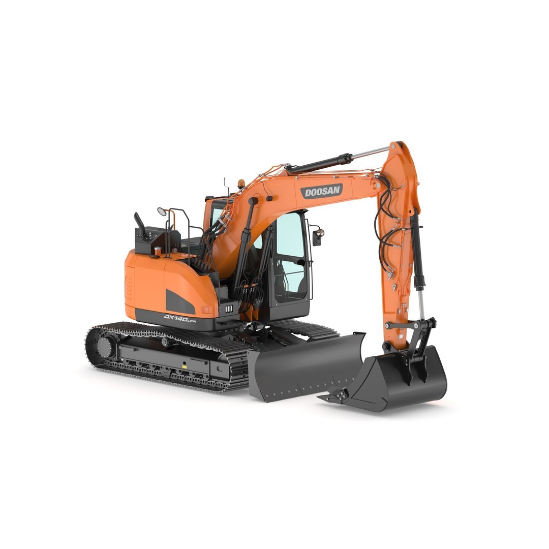 Doosan DX140LCR-5 Excavator 3D Model – High Poly Game-Ready Asset, FBX, OBJ - View 7