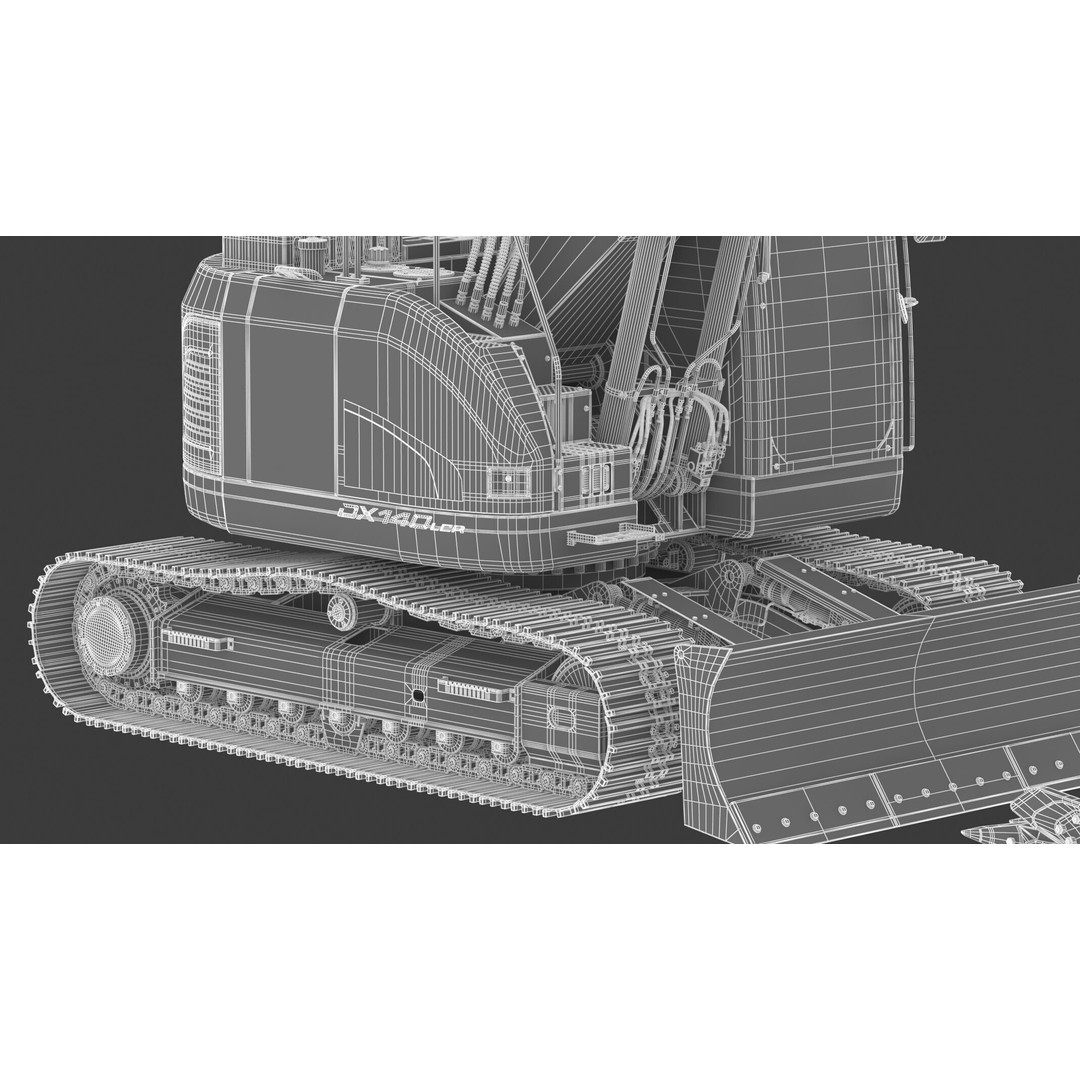 Doosan DX140LCR-5 Excavator 3D Model – High Poly Game-Ready Asset, FBX, OBJ - View 70