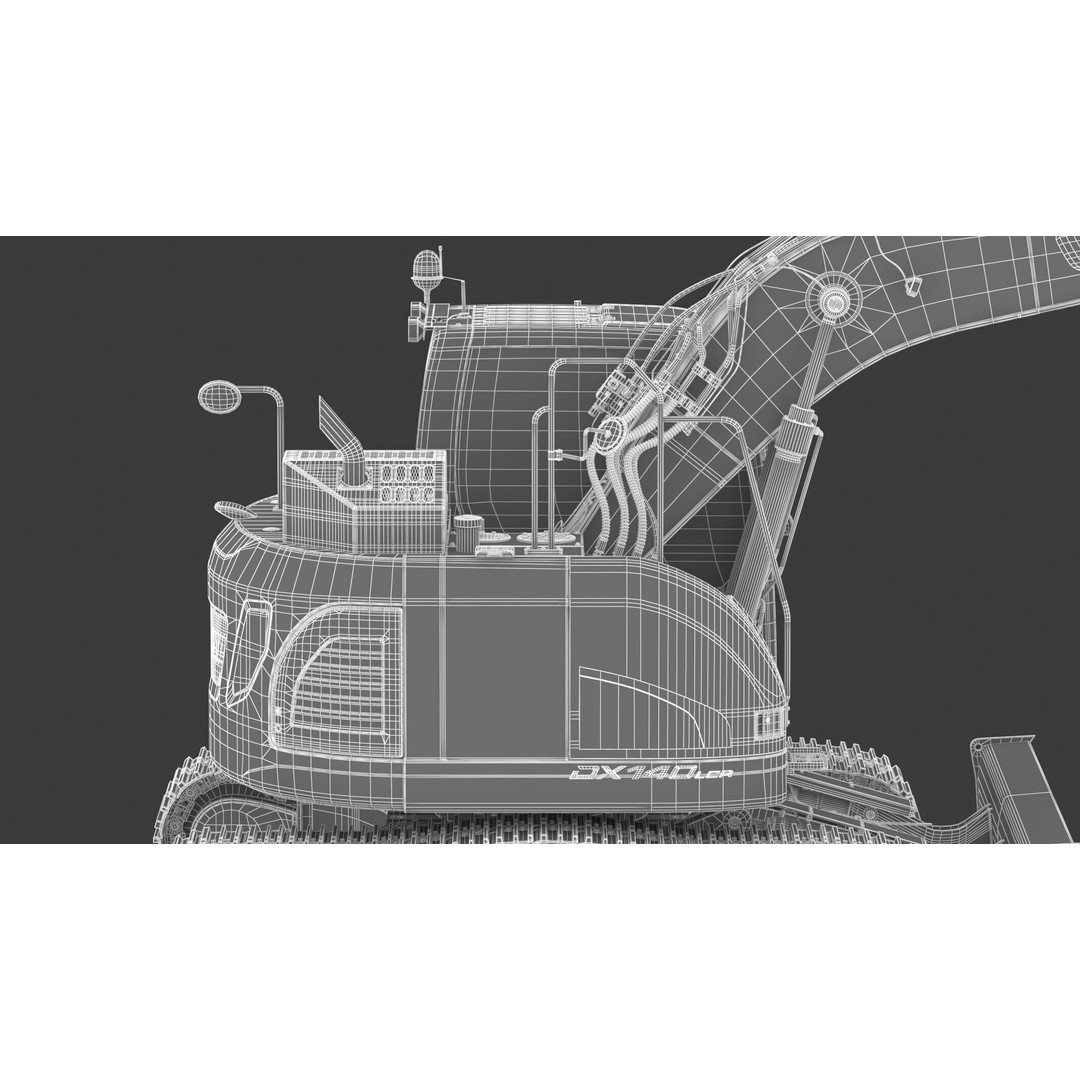 Doosan DX140LCR-5 Excavator 3D Model – High Poly Game-Ready Asset, FBX, OBJ - View 73
