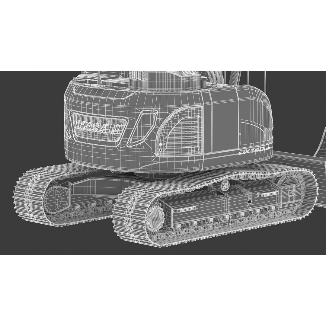 Doosan DX140LCR-5 Excavator 3D Model – High Poly Game-Ready Asset, FBX, OBJ - View 74