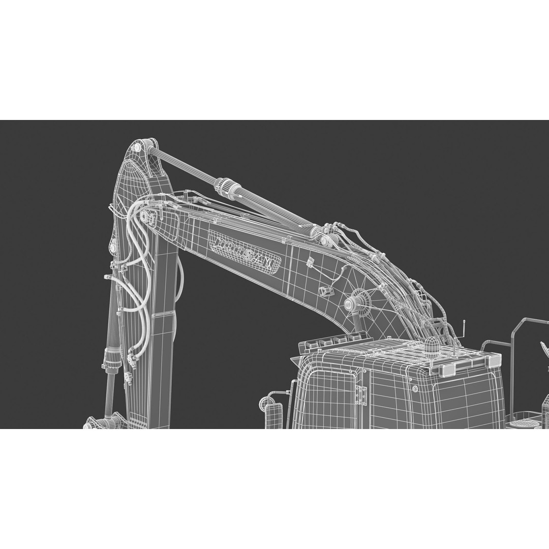 Doosan DX140LCR-5 Excavator 3D Model – High Poly Game-Ready Asset, FBX, OBJ - View 78