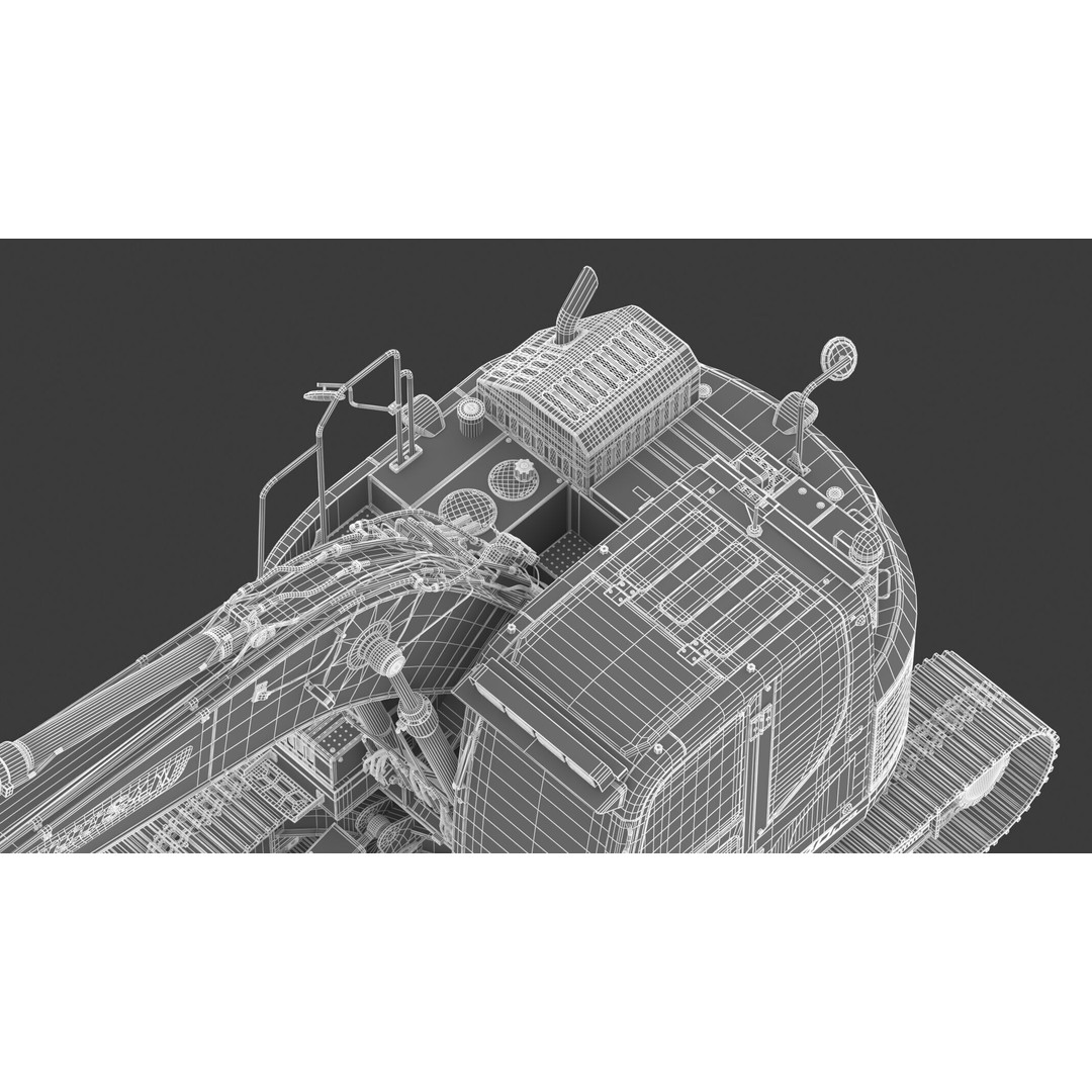 Doosan DX140LCR-5 Excavator 3D Model – High Poly Game-Ready Asset, FBX, OBJ - View 82