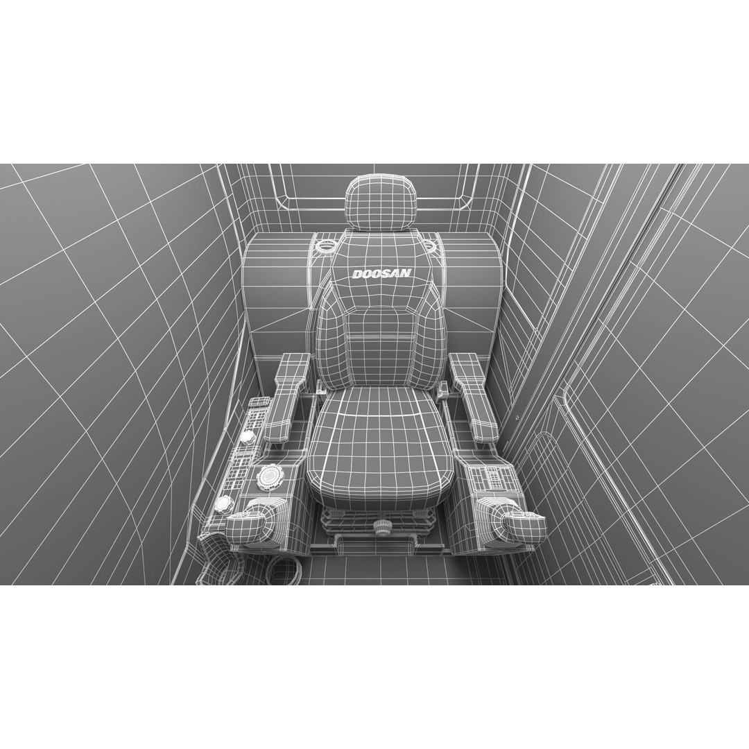 Doosan DX140LCR-5 Excavator 3D Model – High Poly Game-Ready Asset, FBX, OBJ - View 86