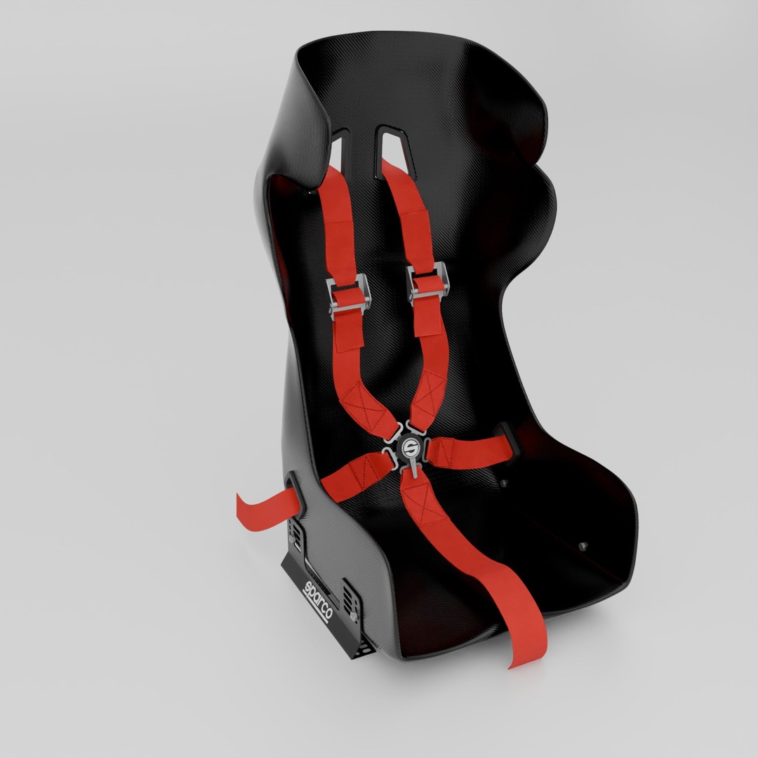 Sparco ADV Elite Carbon Seat 3D Model – High Accuracy Racing Asset, Blender, FBX, OBJ - View 13