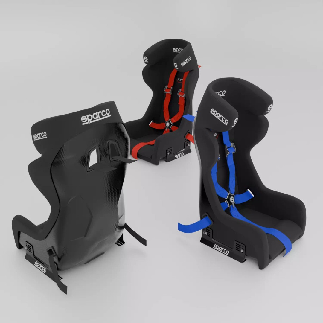 Sparco ADV Elite Carbon Seat 3D Model – High Accuracy Racing Asset, Blender, FBX, OBJ - View 2