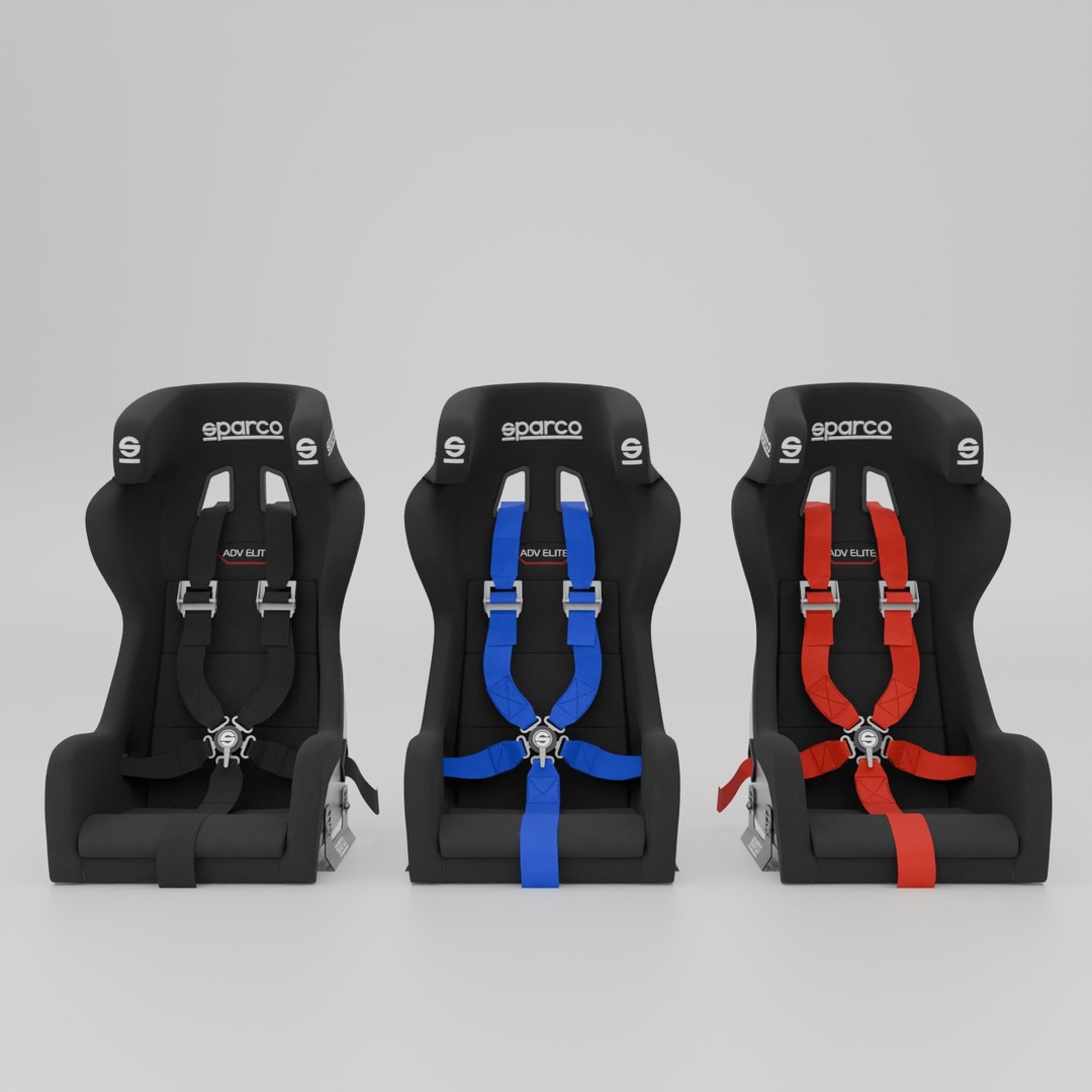 Sparco ADV Elite Carbon Seat 3D Model – High Accuracy Racing Asset, Blender, FBX, OBJ - View 3