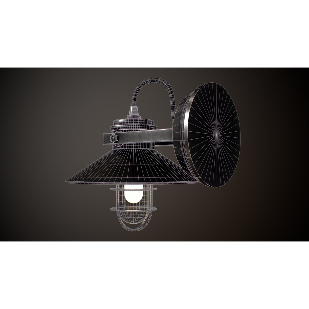 Industrial Street Lamp 3D Model – Low Poly PBR Asset for Games, FBX, OBJ - View 10