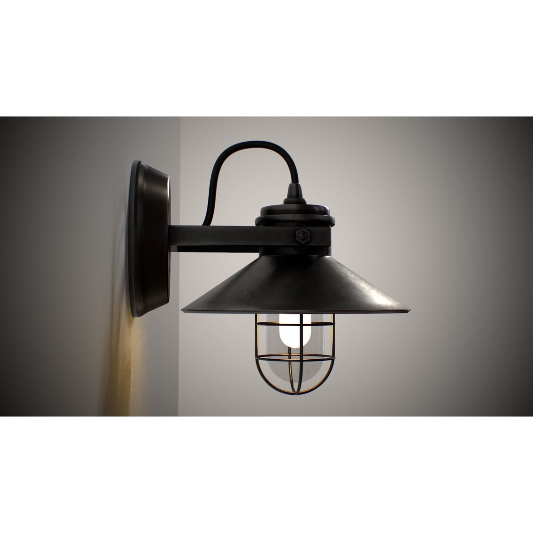 Industrial Street Lamp 3D Model – Low Poly PBR Asset for Games, FBX, OBJ - View 13