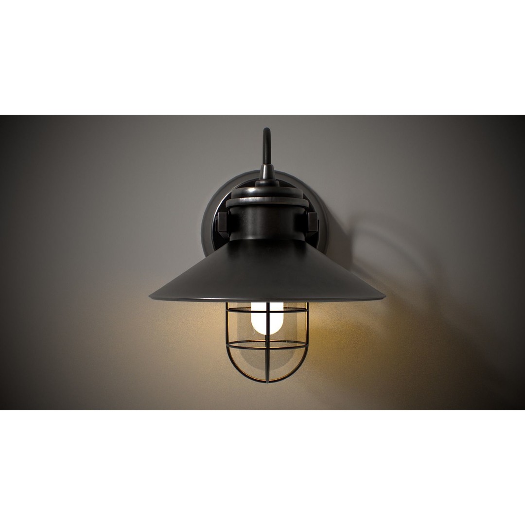 Industrial Street Lamp 3D Model – Low Poly PBR Asset for Games, FBX, OBJ - View 3