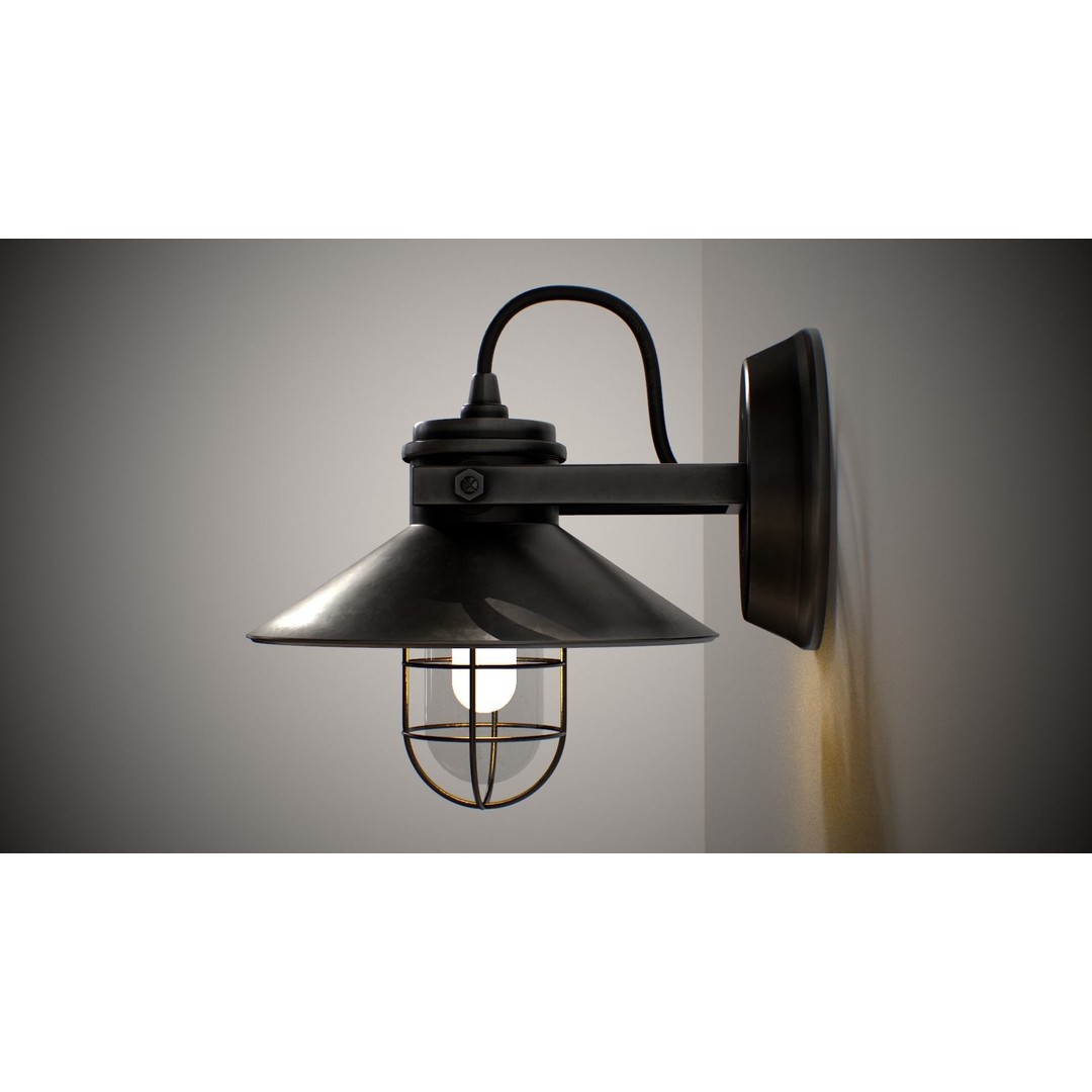 Industrial Street Lamp 3D Model – Low Poly PBR Asset for Games, FBX, OBJ - View 4