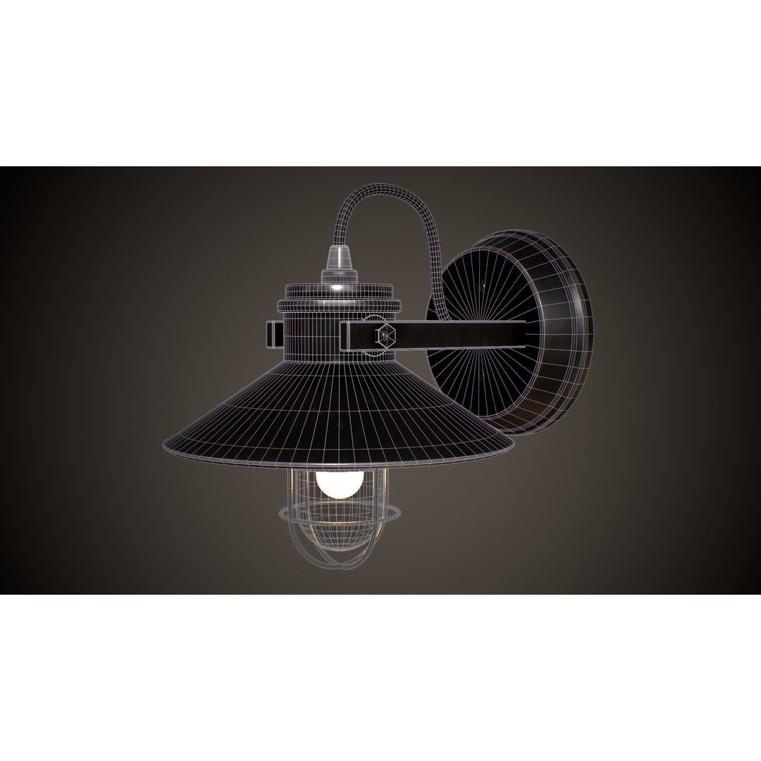 Industrial Street Lamp 3D Model – Low Poly PBR Asset for Games, FBX, OBJ - View 7