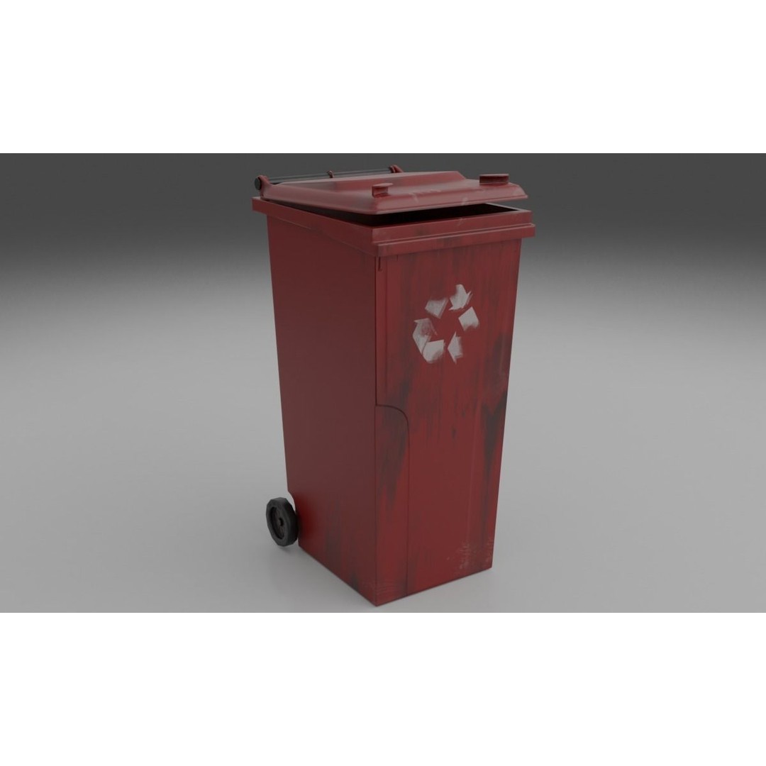 Urban Trash Dumpsters and Bins 3D Model – Low Poly PBR Collection, FBX, OBJ