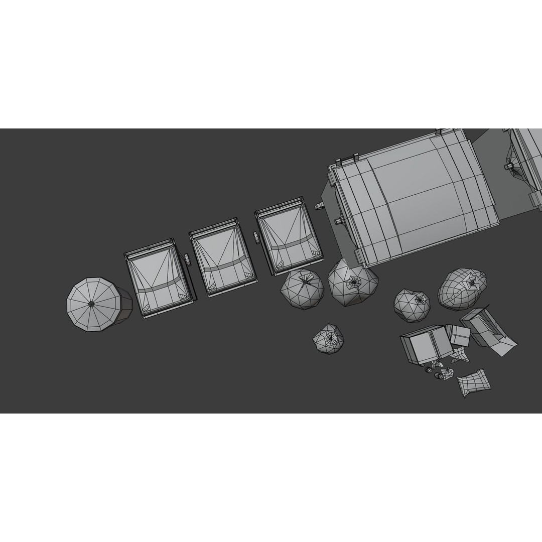 Urban Trash Dumpsters and Bins 3D Model – Low Poly PBR Collection, FBX, OBJ - View 15