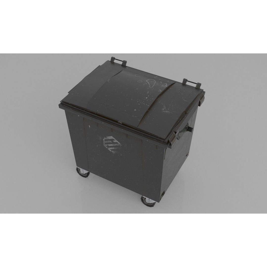 Urban Trash Dumpsters and Bins 3D Model – Low Poly PBR Collection, FBX, OBJ - View 17