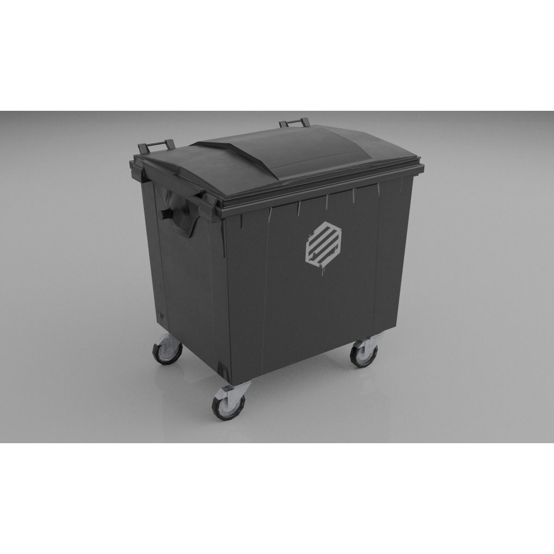 Urban Trash Dumpsters and Bins 3D Model – Low Poly PBR Collection, FBX, OBJ - View 18