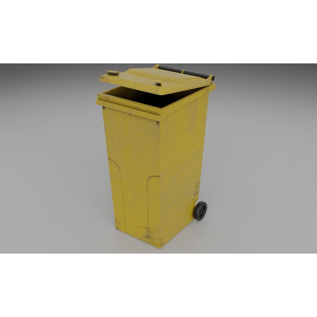 Urban Trash Dumpsters and Bins 3D Model – Low Poly PBR Collection, FBX, OBJ - View 19