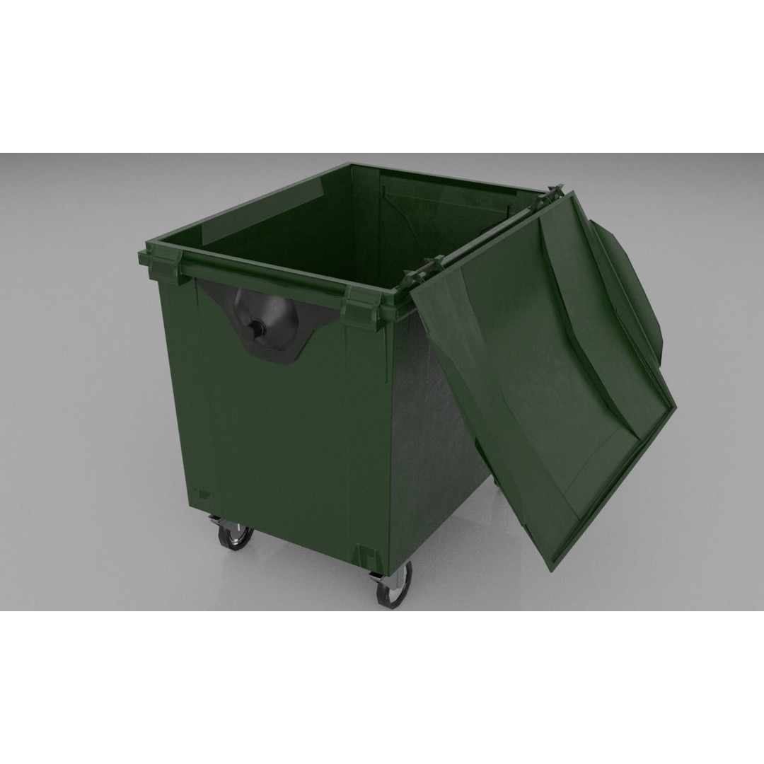 Urban Trash Dumpsters and Bins 3D Model – Low Poly PBR Collection, FBX, OBJ - View 20