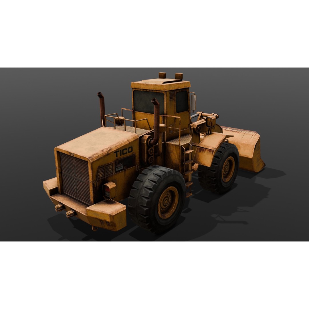 Tractor 3D Model – Low Poly Digital Asset, FBX, Game Ready - View 12