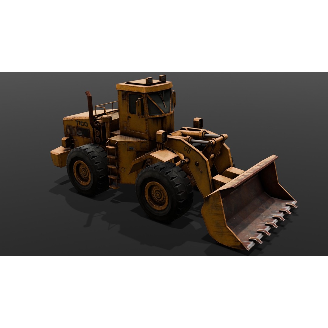 Tractor 3D Model – Low Poly Digital Asset, FBX, Game Ready - View 14