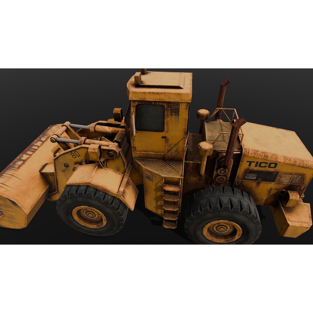 Tractor 3D Model – Low Poly Digital Asset, FBX, Game Ready - View 17