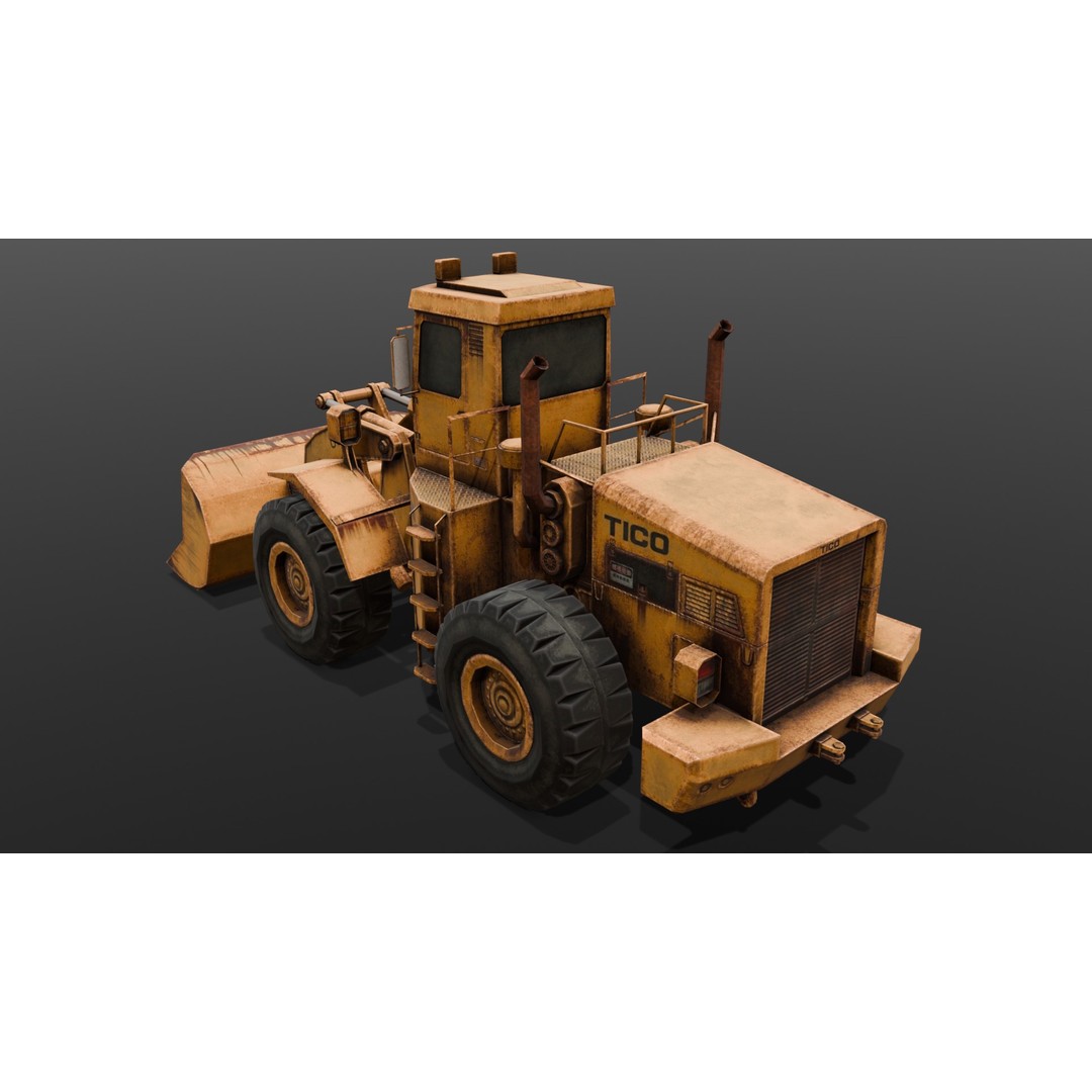 Tractor 3D Model – Low Poly Digital Asset, FBX, Game Ready - View 3