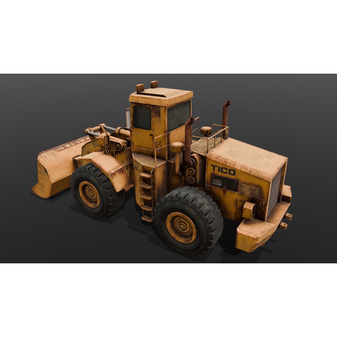 Tractor 3D Model – Low Poly Digital Asset, FBX, Game Ready - View 4