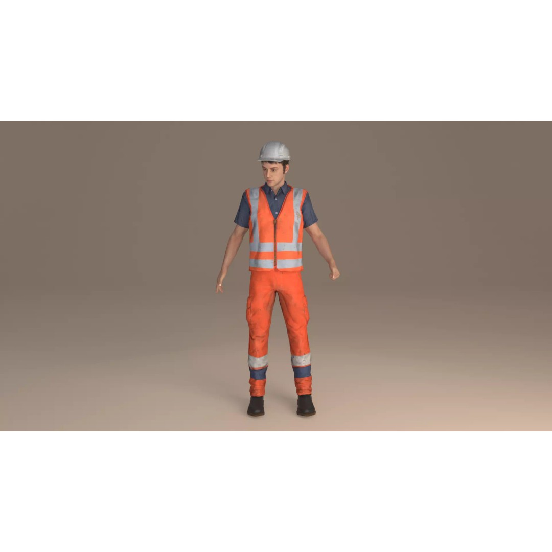 Worker 3D Model – Rigged Low Poly Character for Games, FBX, OBJ - View 2