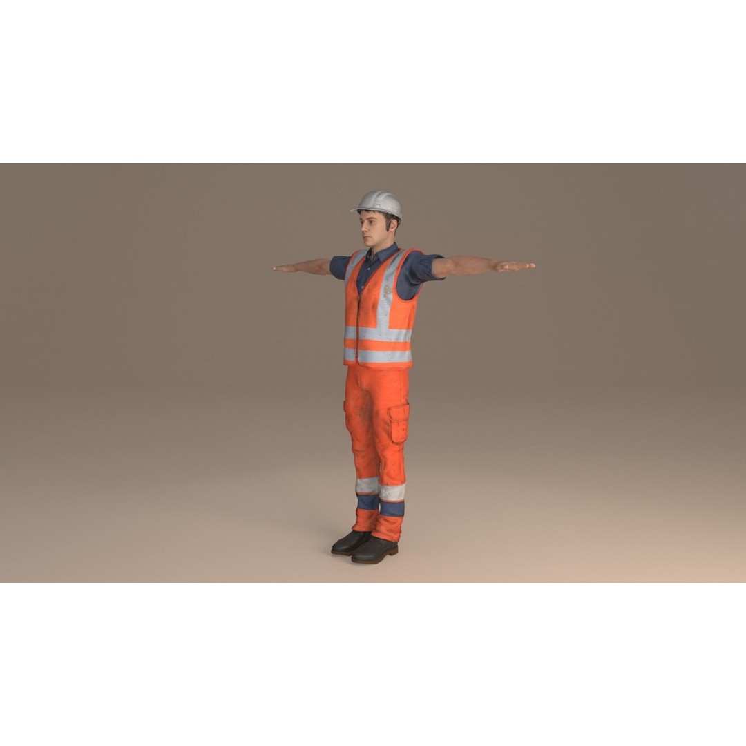 Worker 3D Model – Rigged Low Poly Character for Games, FBX, OBJ - View 4