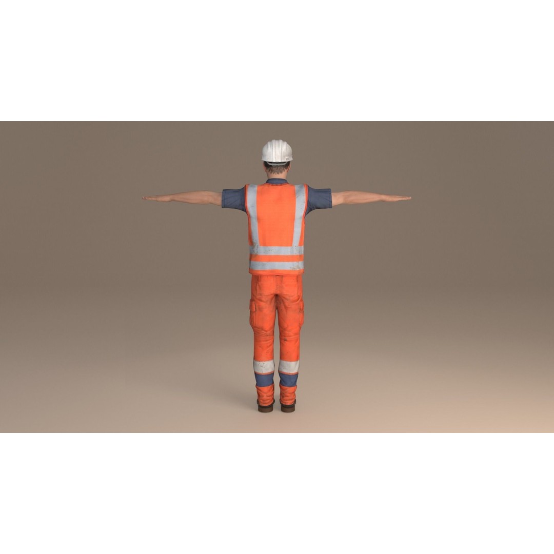 Worker 3D Model – Rigged Low Poly Character for Games, FBX, OBJ - View 5